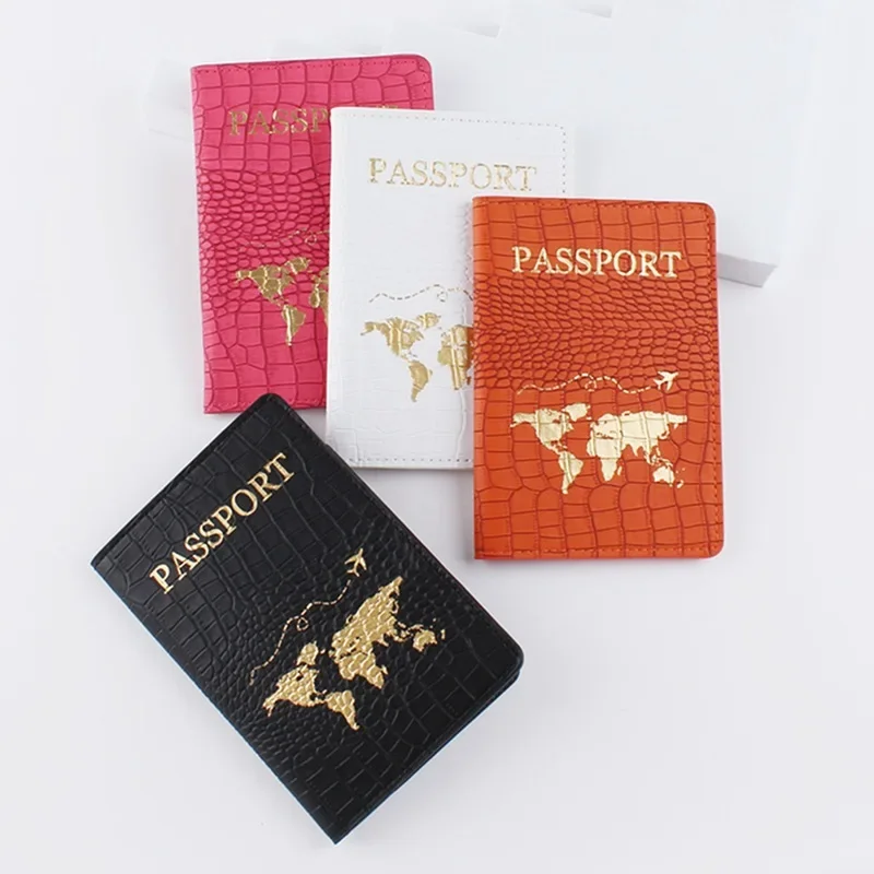 Fashion Crocodile Pattern PU Leather Passport Holder Travel Passport Protective Cover Passport Protector Card Holder Wallet