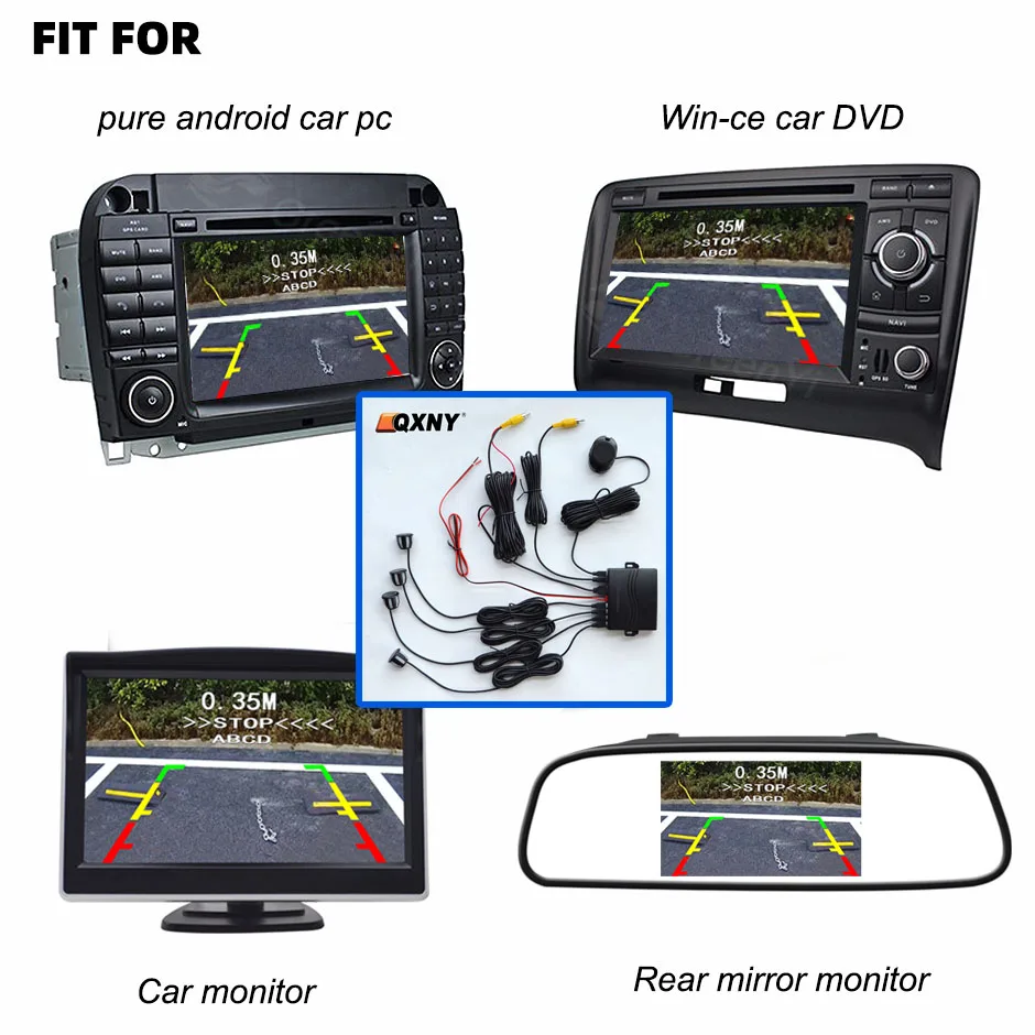 Video Parktronic Parking 4 Sensors Reverse Backup Radar Assistance Sound Alert for Car Vehicle Use Car Monitor Backup Camera