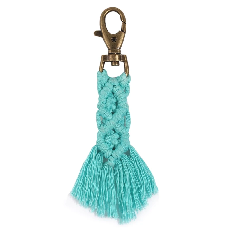 Analyste de mini porte-clés en macramé faits à la main avec glands, porte-clés Boho, sac à main de voiture, portefeuille de téléphone, cadeau de mariage