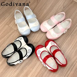 Japanese Cute Girl Single Shoes Round Head Casual Sweet Pink Low Heel Jk Leather Shoe