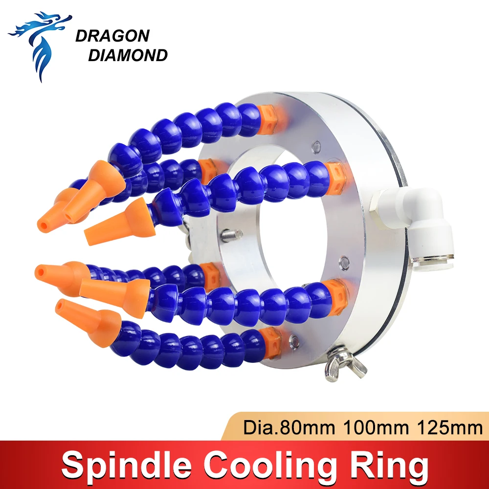 Spindle Cooling Ring Adjustable Nozzel Tool Cooler Mist Coolant Spray 6 Water Pipes For CNC Engraving Milling Machine