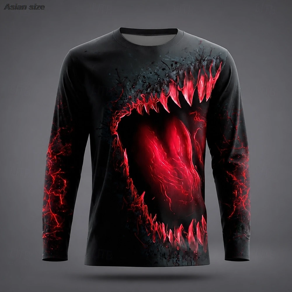 Halloween Men's Grim Reaper T Shirt Long Sleeve T shirt 3D Print Crew Neck Shirt Fashion Exaggerated