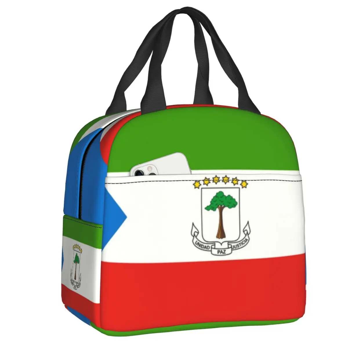 

Custom Flag Of Equatorial Guinea Lunch Bag Women Cooler Warm Insulated Lunch Boxes for Kids School