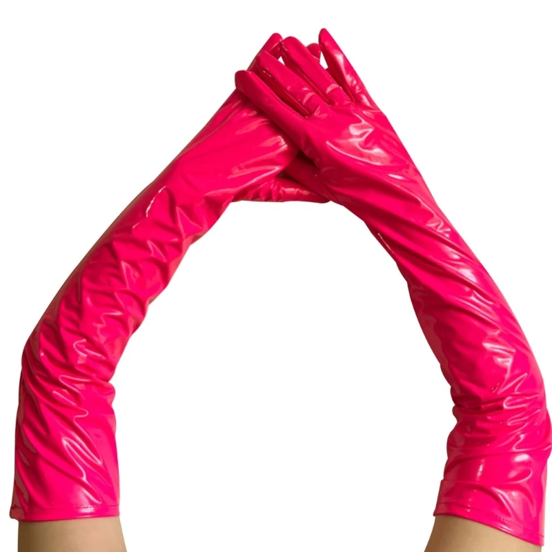 Dark Long Gloves PU Proms Gloves for Operas Stage Performances Evening Dinner Women Gloves Lady Gloves Dropshipping