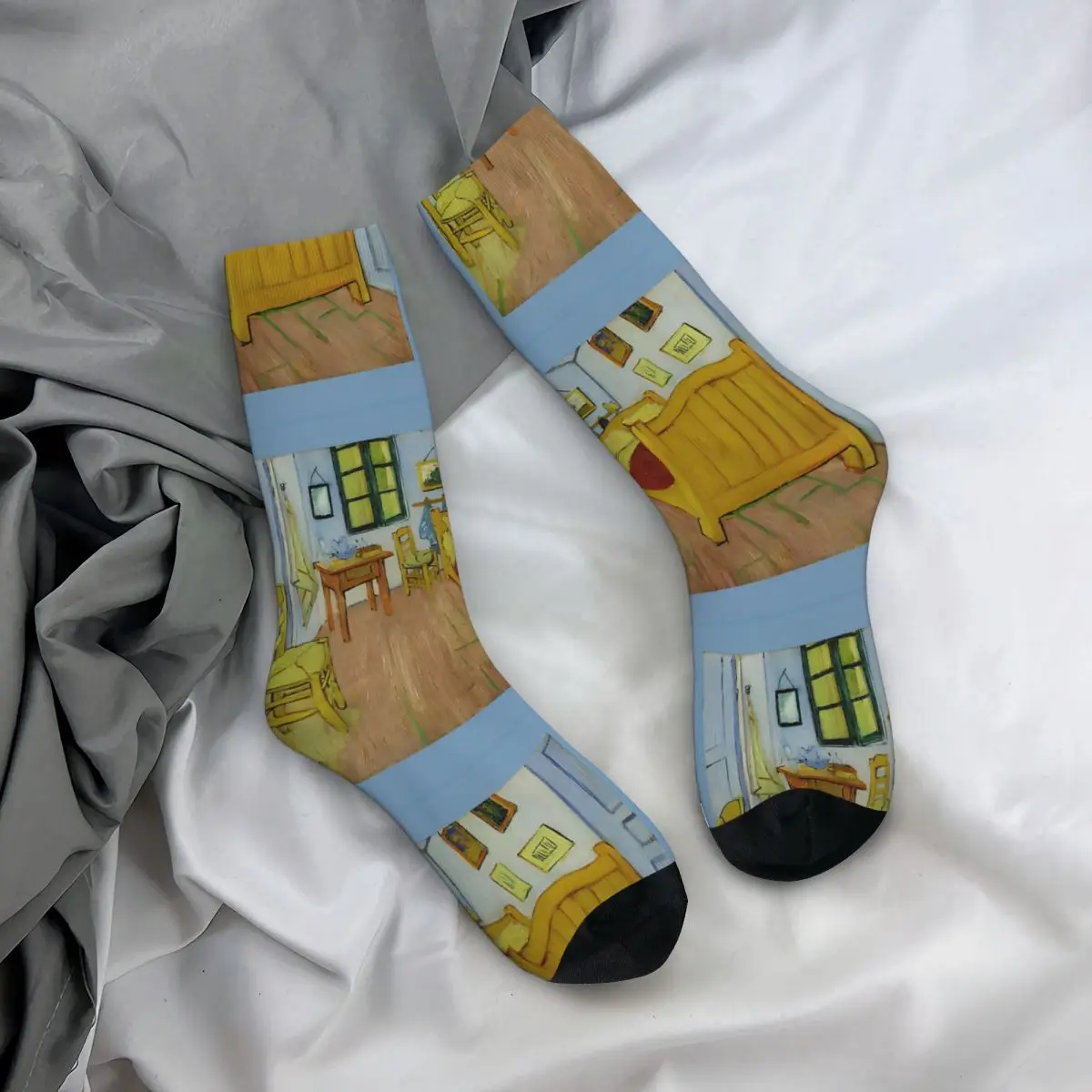 Calcetines Van Gogh para dormitorio en Arles, medias coreanas, calcetines antideslizantes de invierno para hombre, calcetines deportivos cómodos estampados para correr