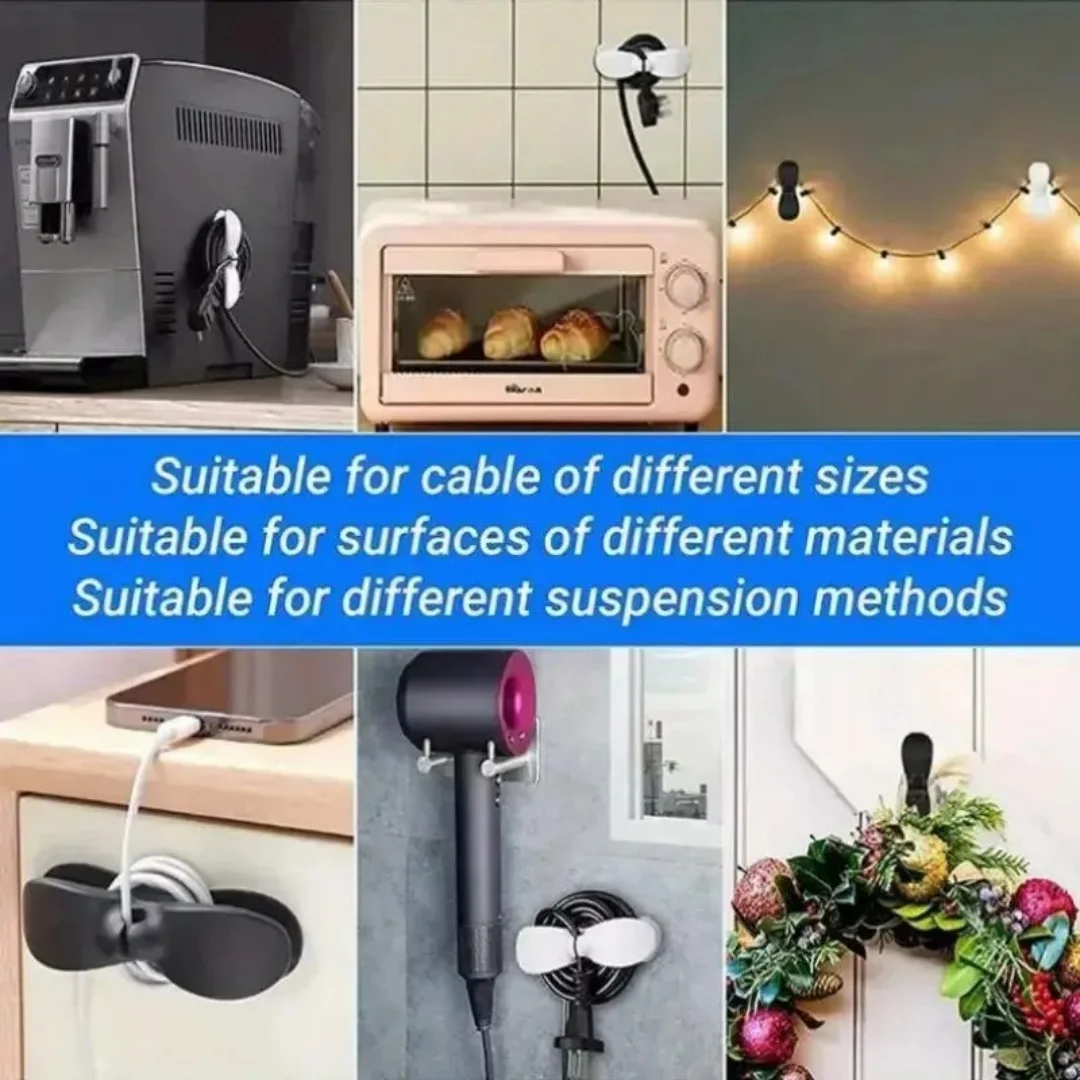 Cord Keeper Headphone Cord Organizer TPU Cable Management Clip with Strong Adhesive 6- Holder for Home Office Kitchen Appliances Cable Storage for Tidy Spaces