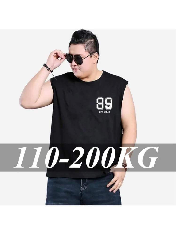 Letnie męskie podkoszulki bez rękawów plus size 6XL-14XL do biegania, na siłownię, odzież sportowa, koszulki fitness, topy, odzież męska dla nastolatków 110-200KG — zdjęcie 2