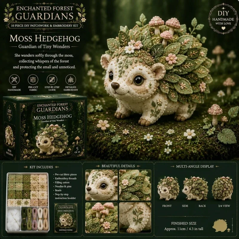 Enchanted Forest Guardians DIY Patchwork Kit Pre-Cut Fabric Embroidery Accessories Handmade Woodland Animals Ornament Gift