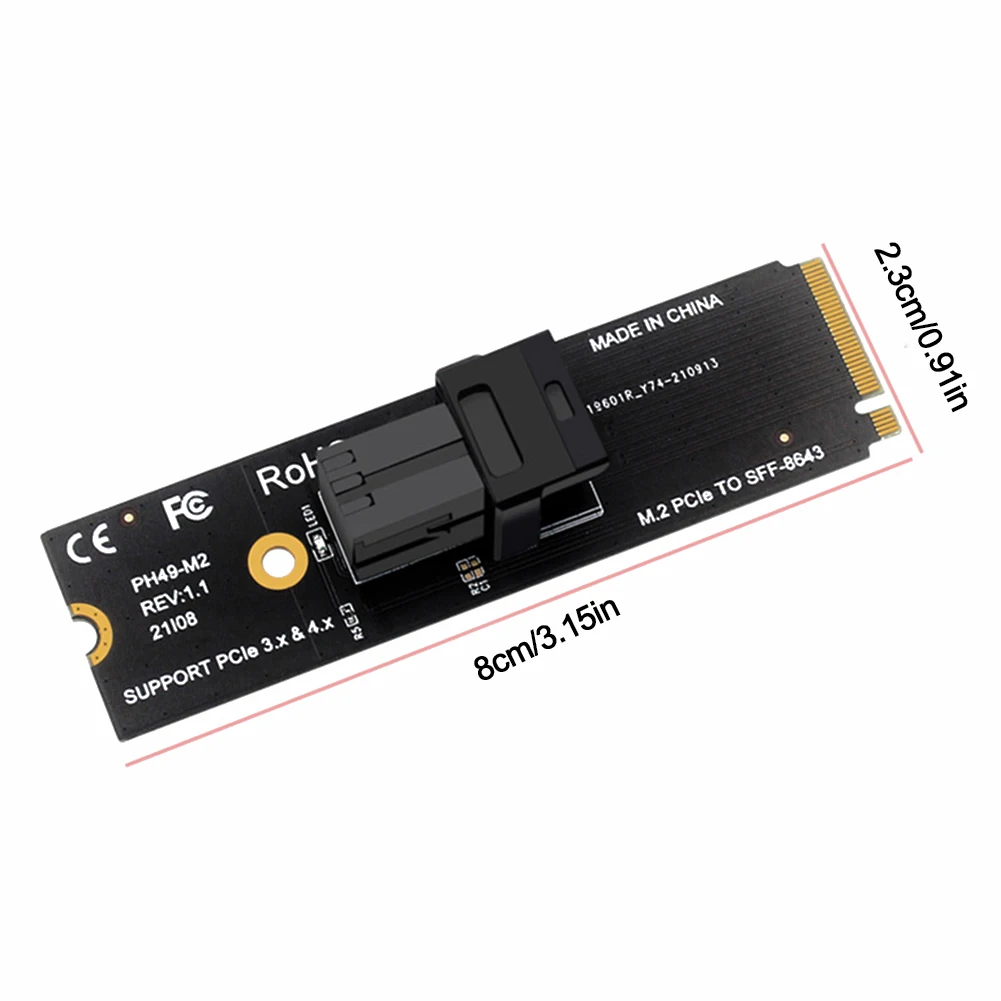 การ์ดแปลง M.2 NVME เป็น U.2 Mkey PCIeX4 เป็น SFF8643 การ์ดอะแดปเตอร์ฮาร์ดดิสก์ 64GT/S อุปกรณ์เสริมการส่งข้อมูลที่เสถียรสำหรับเดสก์ท็อป