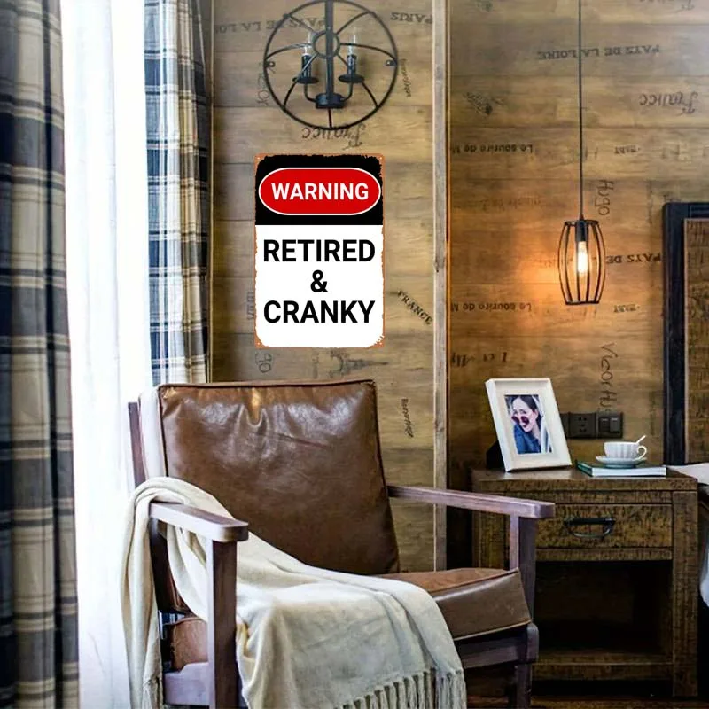 WARNING RETIRED CRANKY Funny Warning Sign Retro Vintage Metal Tin Signs for Outdoor Wall Decoration Wall Decor Living Room Art