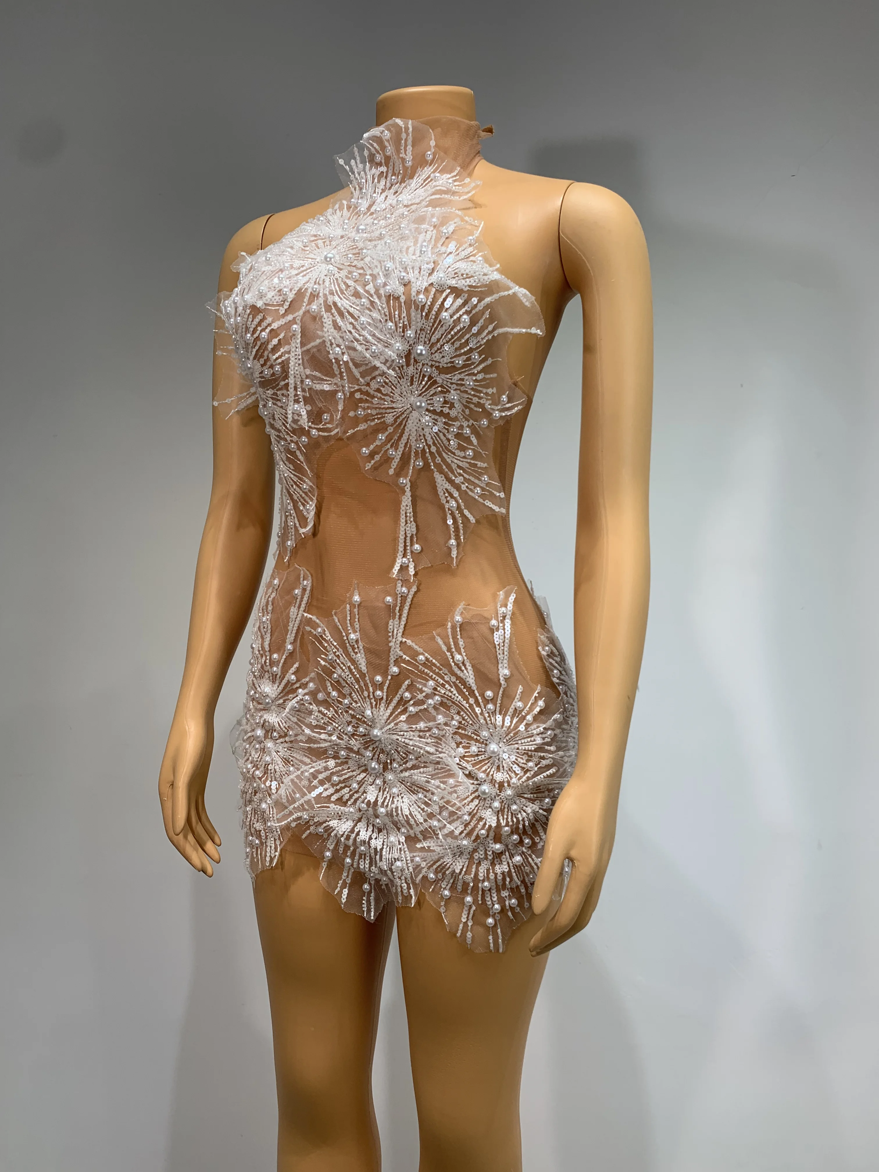 short white see through dress Ivory Lace Short Sleeve See Through Top High Low Fashion Wedding Dress AlineBridal