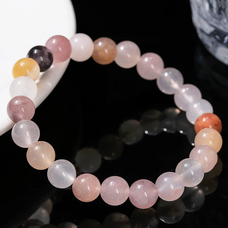 6 8 10 مللي متر الحجر الطبيعي البنفسجي حجر حبة سوار المرأة رومانسية الروحية شفاء مطاطا سوار اليوغا التأمل مجوهرات هدية #5