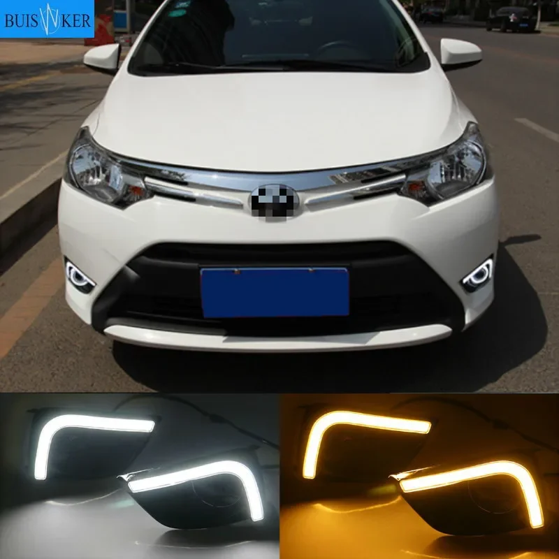 

LED DRL Daytime Running Light for Toyota Vios 2014-2016 Fog Lamp Cover with Turn Signal Light