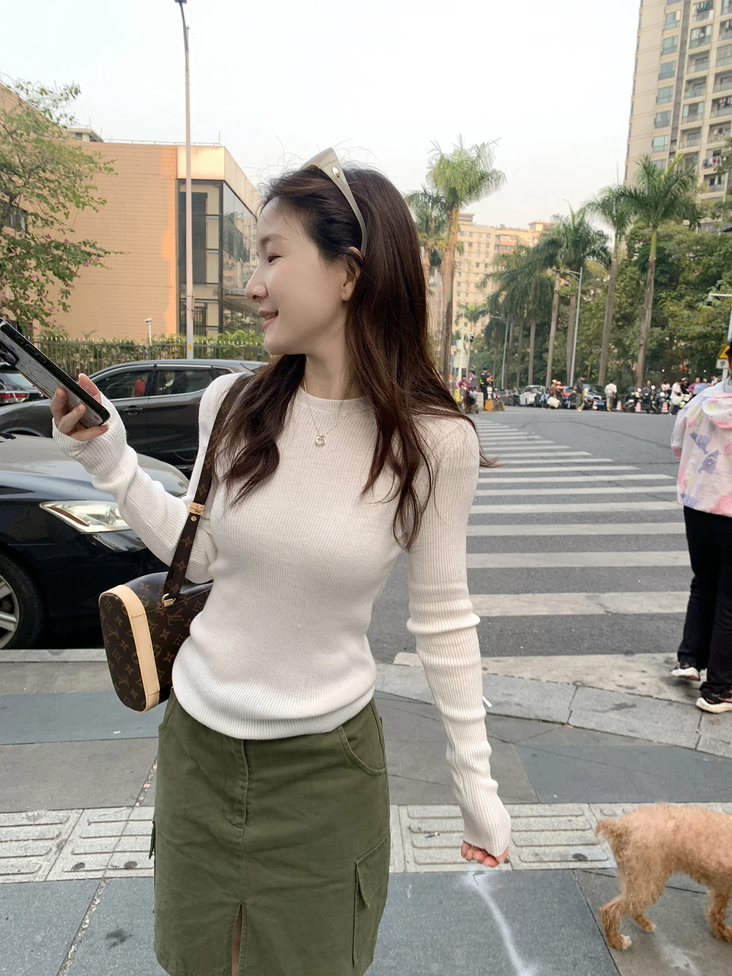 

XierZ Zhou Xi Er Long Sve Knitted Sweater Simple Versatile Inner Wear Top Korean Sle Soft Fit Women's Faion Spring Autumn