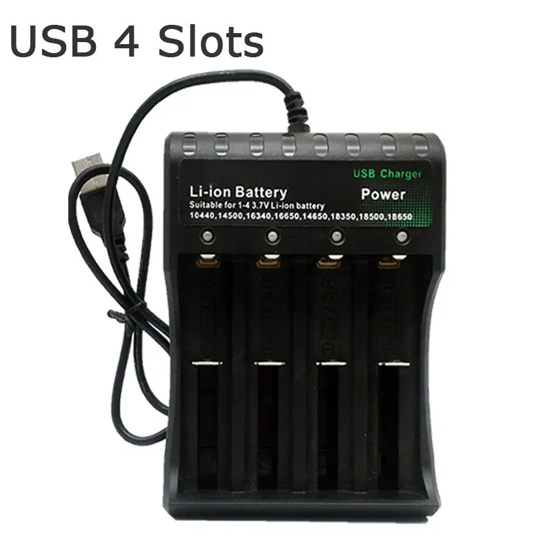 Cargador de batería 18650 negro 1, 2, 4 ranuras CA 110V 220V Dual para carga 18650 cargador de batería de litio recargable de 3,7 V