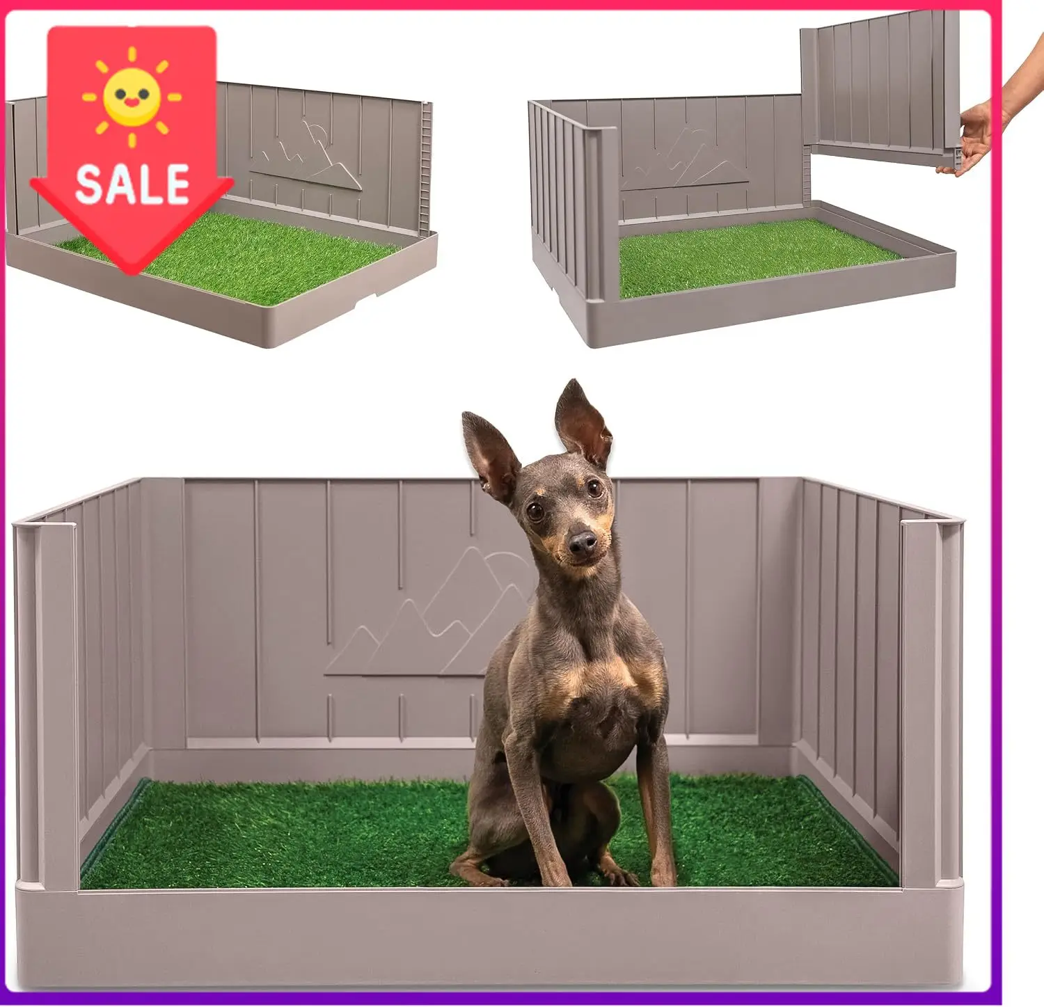 Dog Grass Pad with Tray, Indoor Dog Potty, Litter Box with High Walls, Artificial Grass for Dogs, Pee Pad Holder, Potty
