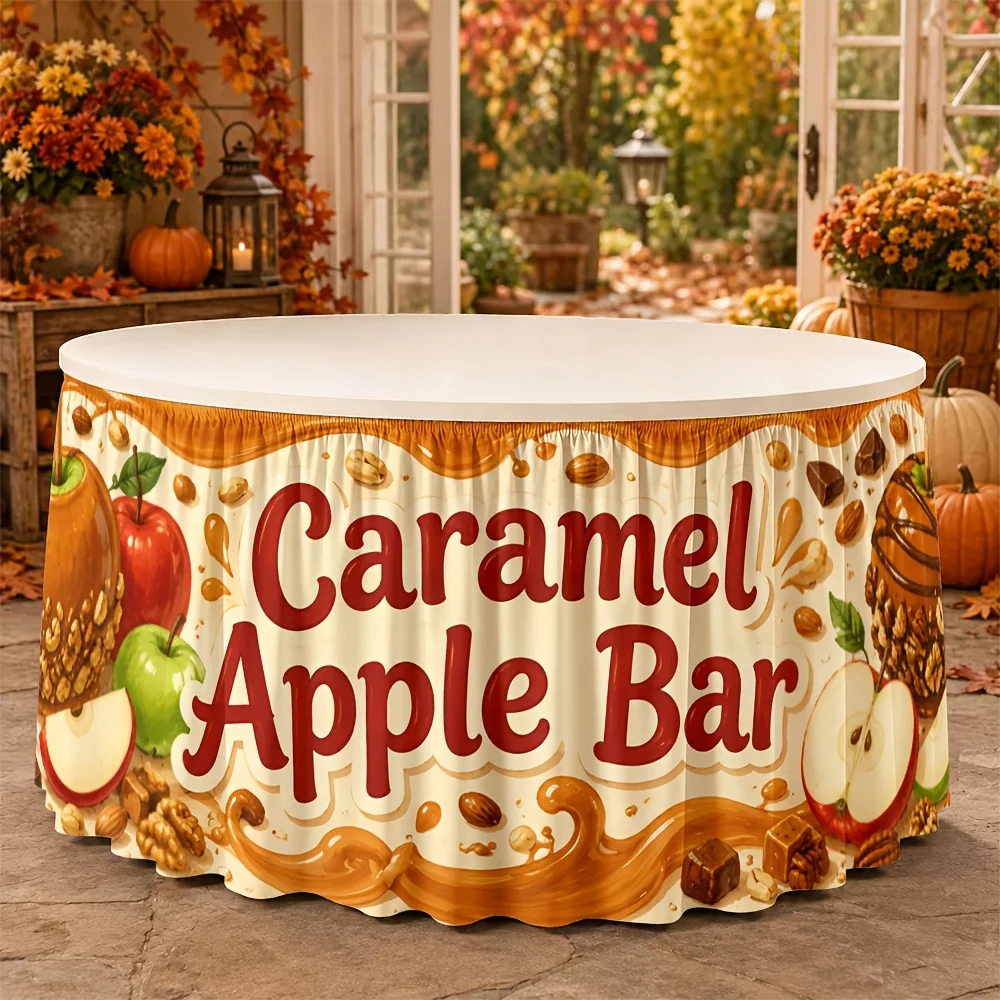 1 tablecloth table skirt, caramel apple bar, autumn festival theme party
