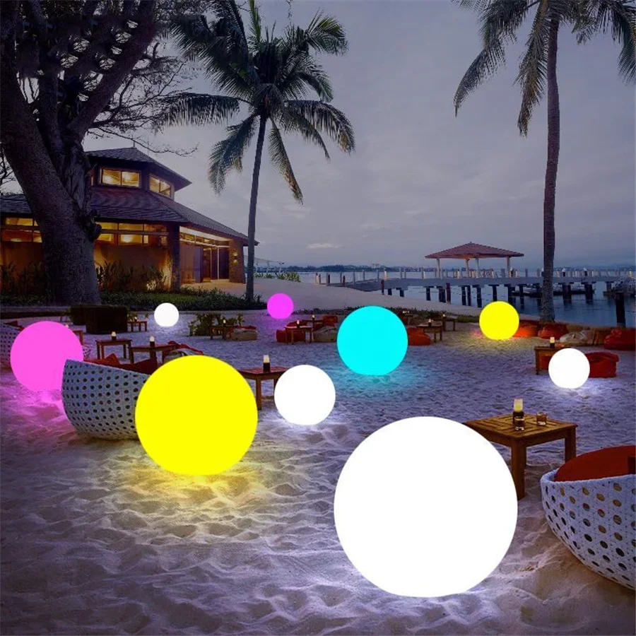 Creative LED Luminous Round Ball Night Lights Battery Remote 16 Color Garden Landscape Lawn Lamps for Party Christmas Decoration