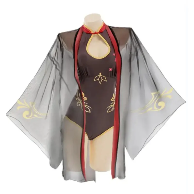 Anime Genshin Impact Costume da bagno Bikini con Kimono Cover Up Donna Venti Hutao Cosplay Anime Costumi da bagno Costume da bagno sexy