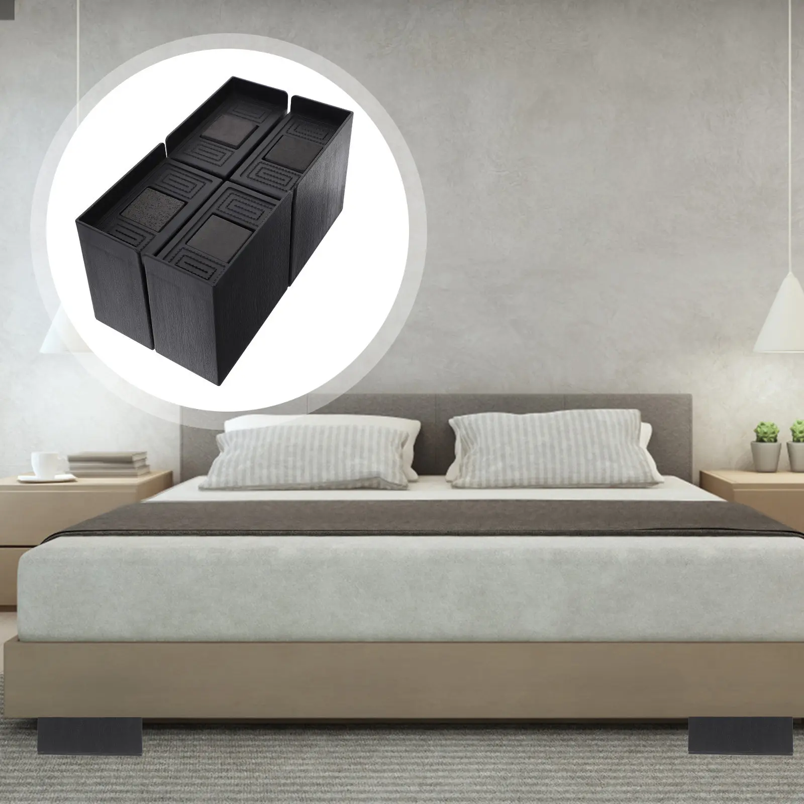 

4Pcs Furniture Risers Heavy Duty Bed Couch Supports Protectors for Sofa Table Washing Machine Stability Enhancer