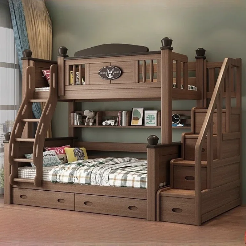 

full size bedroom frames kids loft 2 people bed luxury king size twin Bunk bed 3drawers With slide wooden bed frame furniture