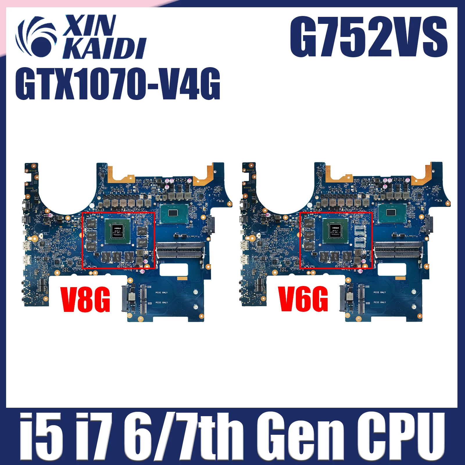 G752VS Mainboard For ASUS ROG G752VSK G752VM G752V Laptop Motherboard I5 I7 6th/7th Gen CPU GTX1070/V8G