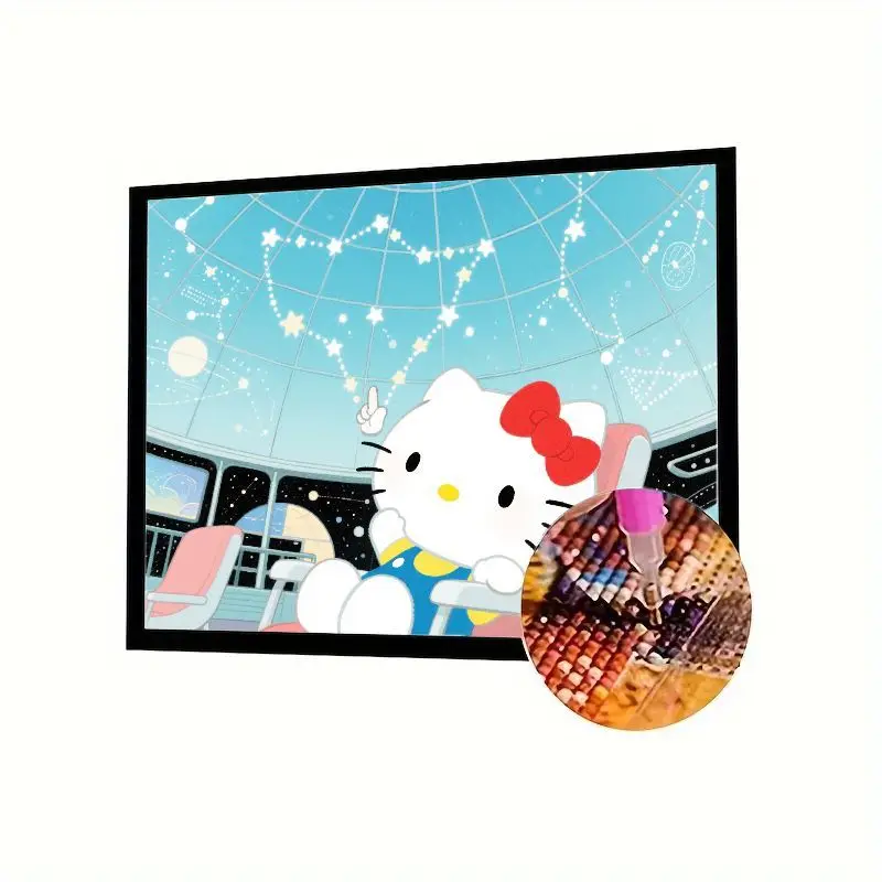 

1PC Hello Kitty Stargazing Diamond Painting Kit - Full Drill 5D DIY Cartoon Sanrio Character Rhinestone Embroidery Art, Celestia