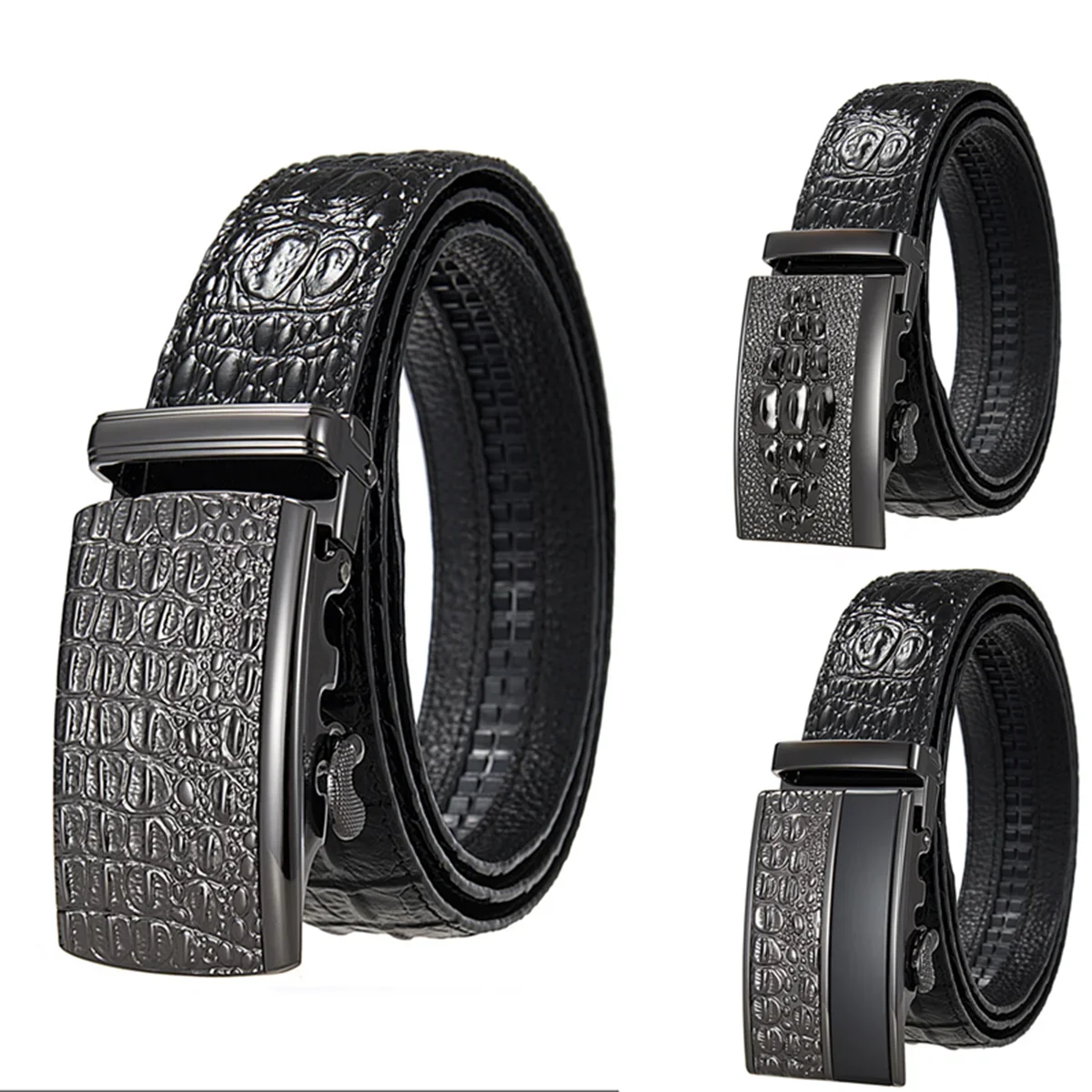 Men's PU Leather Belt with Fashion Automatic Buckle High Quality Business Male Belt