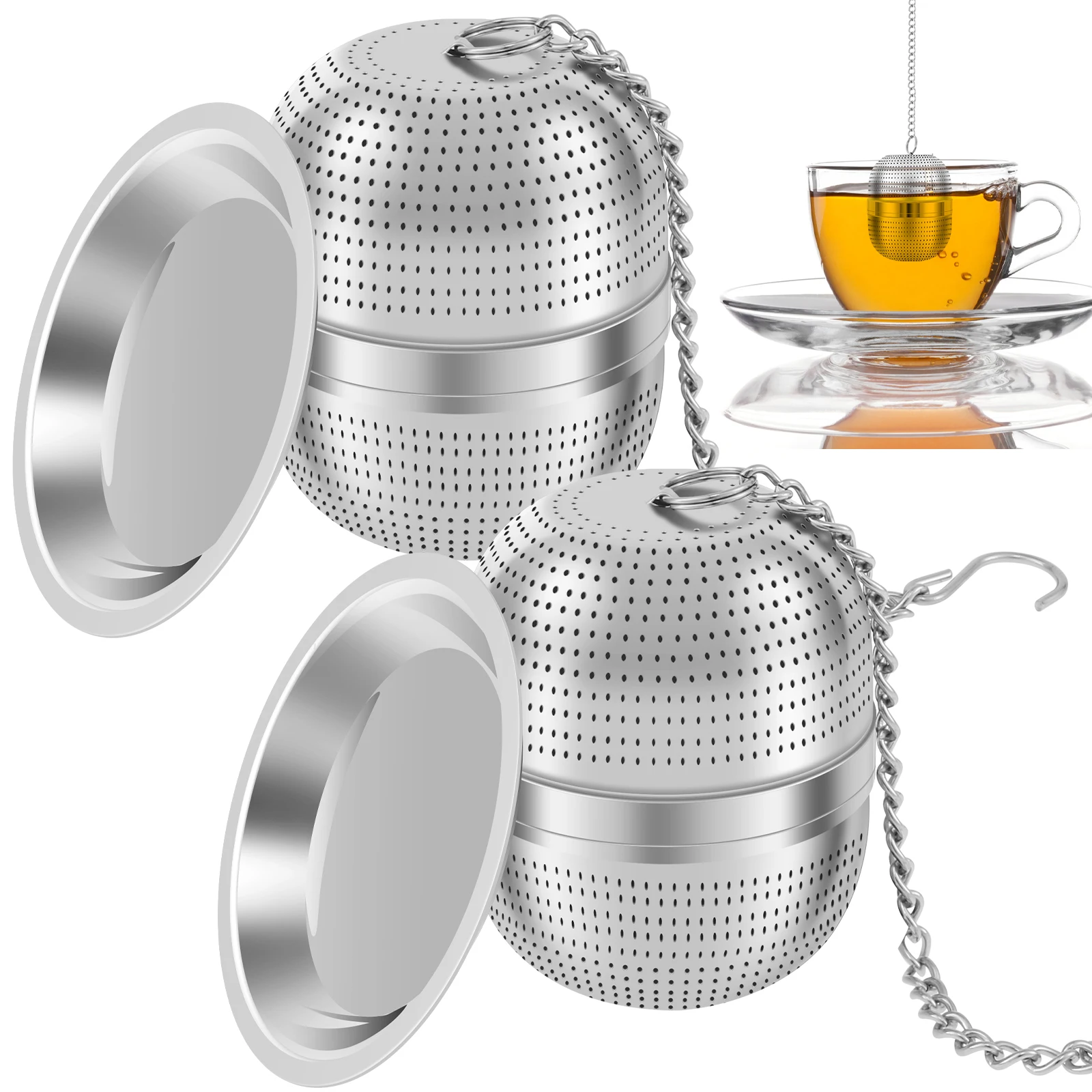 

2Pcs Tea Strainers for Loose Tea Stainless Steel Tea Infuser with 2 Drip Trays Ultra Fine Mesh Loose Leaf Tea Steeper with