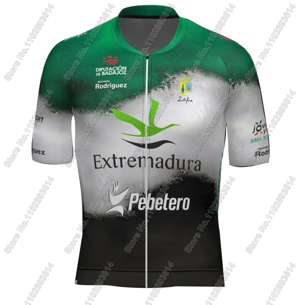 Extremadura Pebetero 2025 Cycling Jersey Set Short Sleeve Green Espana Clothing Road Bike Shirts Suit Bicycle bib Shorts MTB