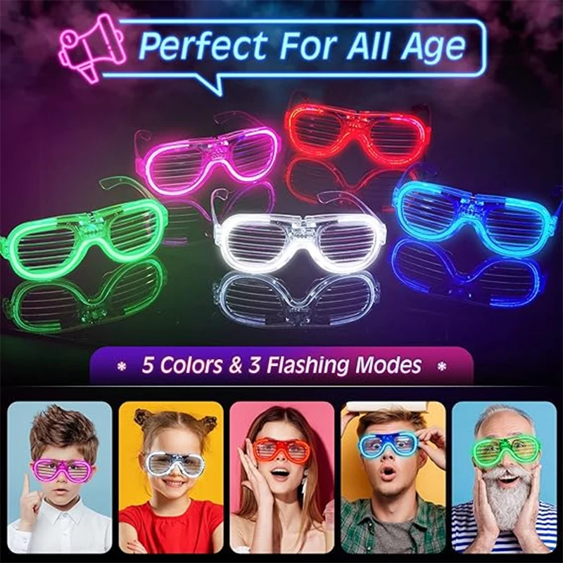 Wholesale Luminous LED Glasses Christmas Carnival NightClub Decoration Glowing Window-blinds Glasses Light Heart Shaped Glasses