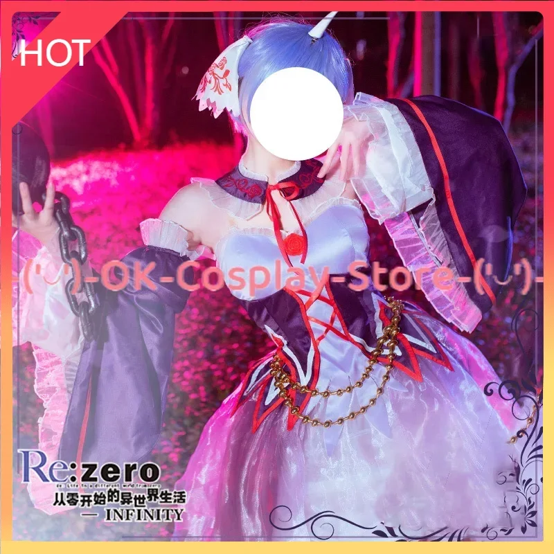 Anime Re:Life in a Different World From Zero Rem Dress Halloween Demon Suit Pary Role Play Outfits Fancy Women Cosplay Costume