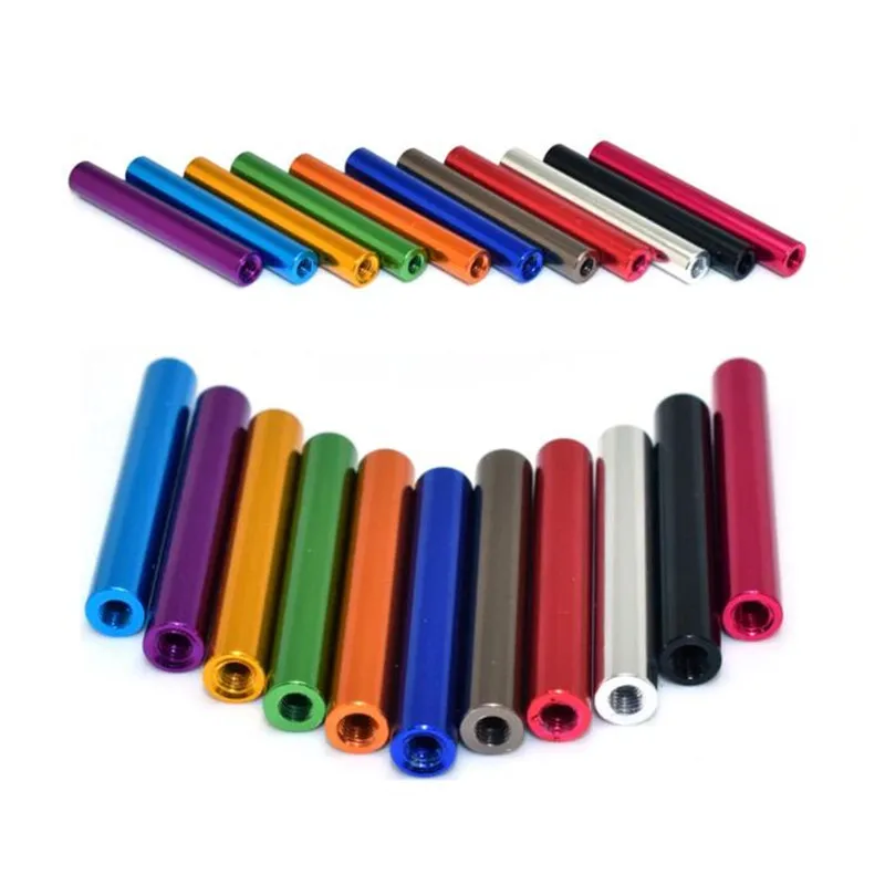 10pcs/lot M3 Aluminum Standoffs D=5mm Anodized colourful aluminum Column Rods round standoff spacer Length 4mm to 100mm