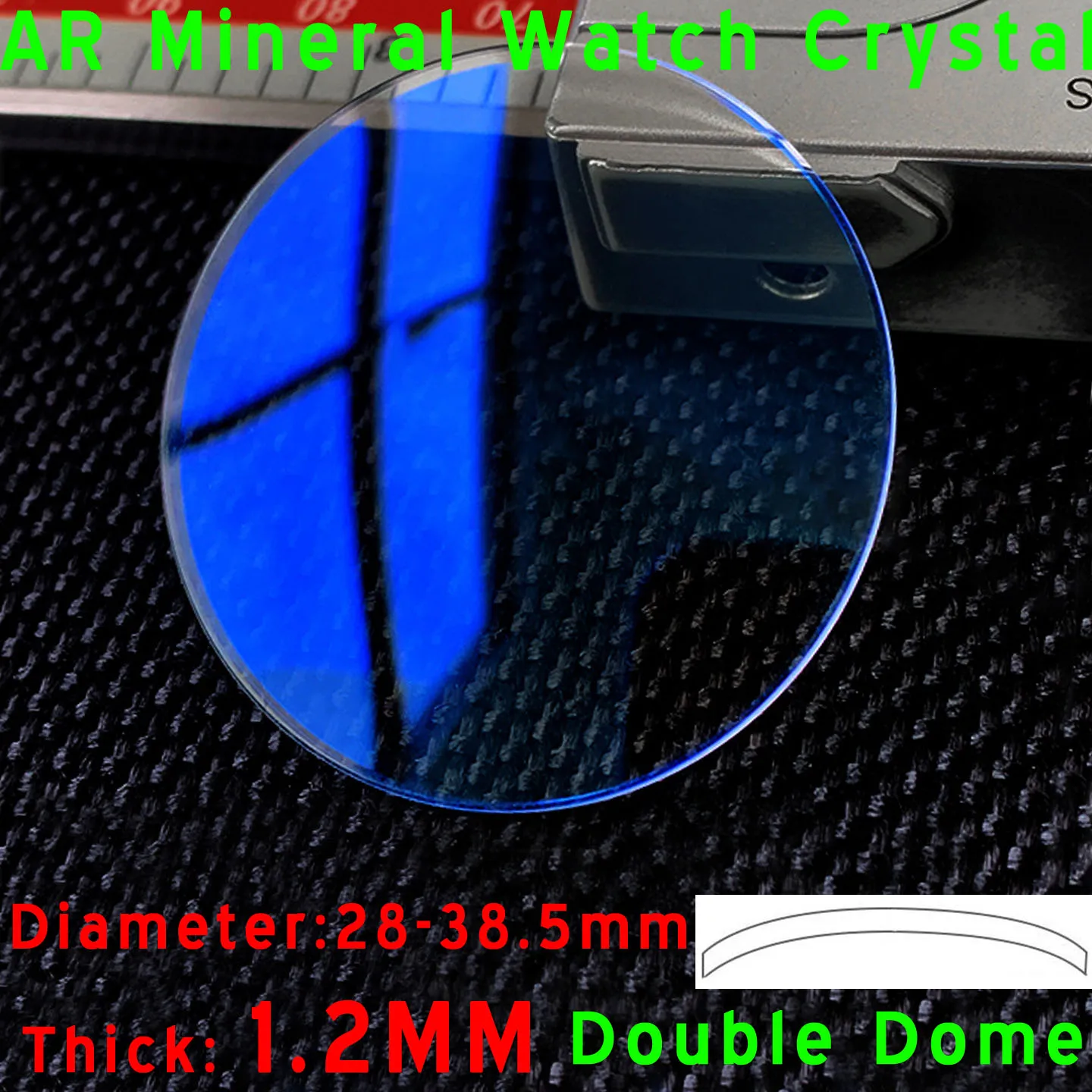 Double Dome 1.2mm AR Blue Anti Reflective Coating Watch Crystal 28mm to 38.5mm Round Mineral Watch Glass Lens Repair Tools