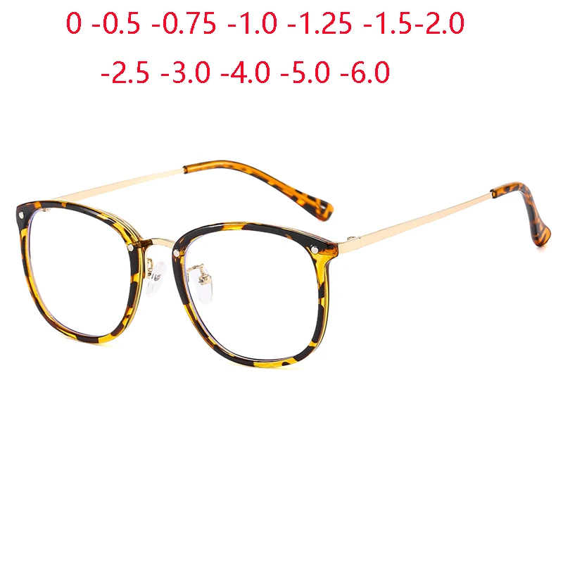 

Blue Light Blocking Oval Prescription Glasses For The Nearsighted Leopard Frame Myopia Photochromic Eyeglasses -0.5 -0.75 To -6