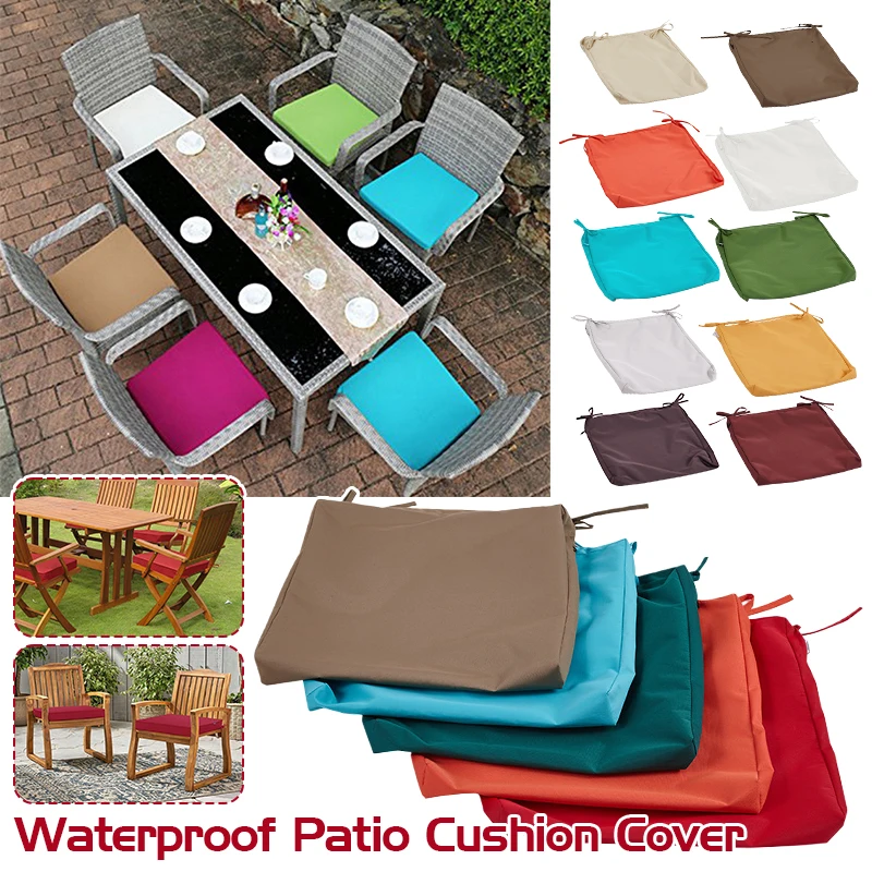 Outdoor Waterproof Cushion Cover, Garden Courtyard Sofa Rattan Chair Seat Pad Replacement, Anti-slip Lace-up Bench Cushion Cover