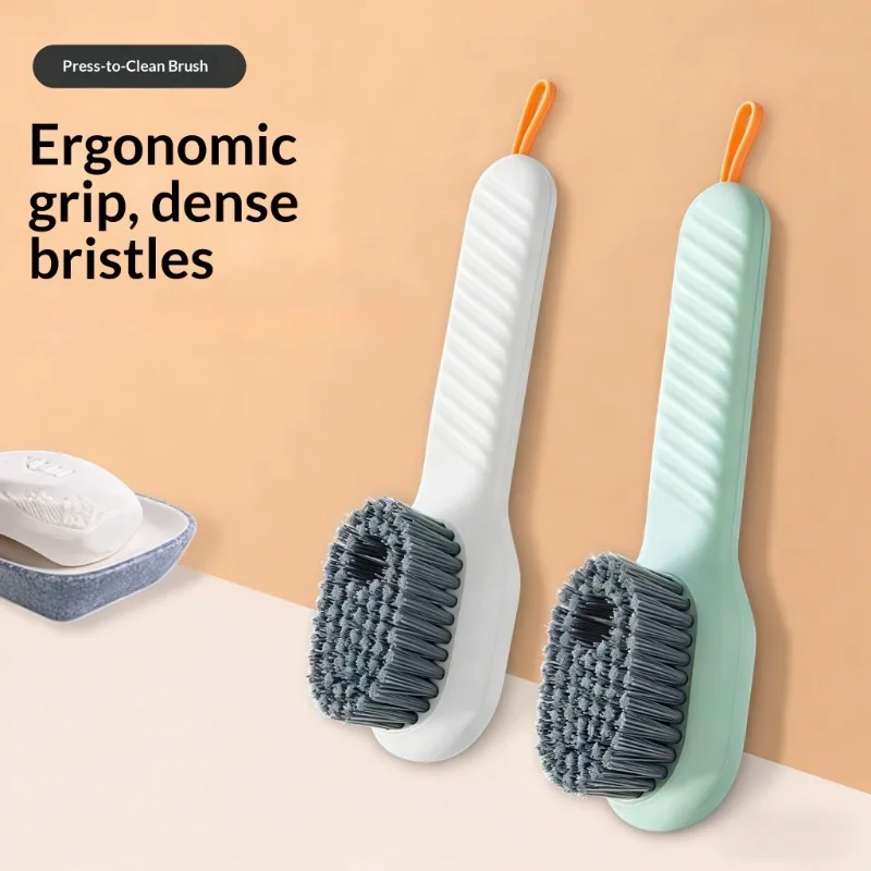 Long Handle Automatic Liquid Adding Cleaning Brush Multifunctional for Shoes Clothes Kitchen Bathroom Home Use