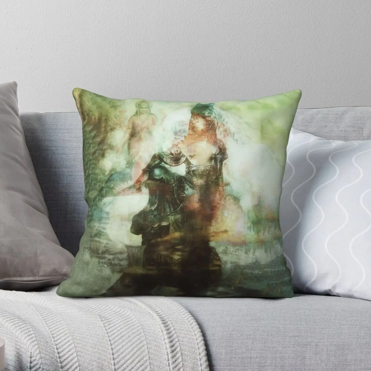 Goddess Divine Feminine Mary Square Pillowcase Polyester Linen Velvet Pattern Zip Decorative Bed Cushion Cover