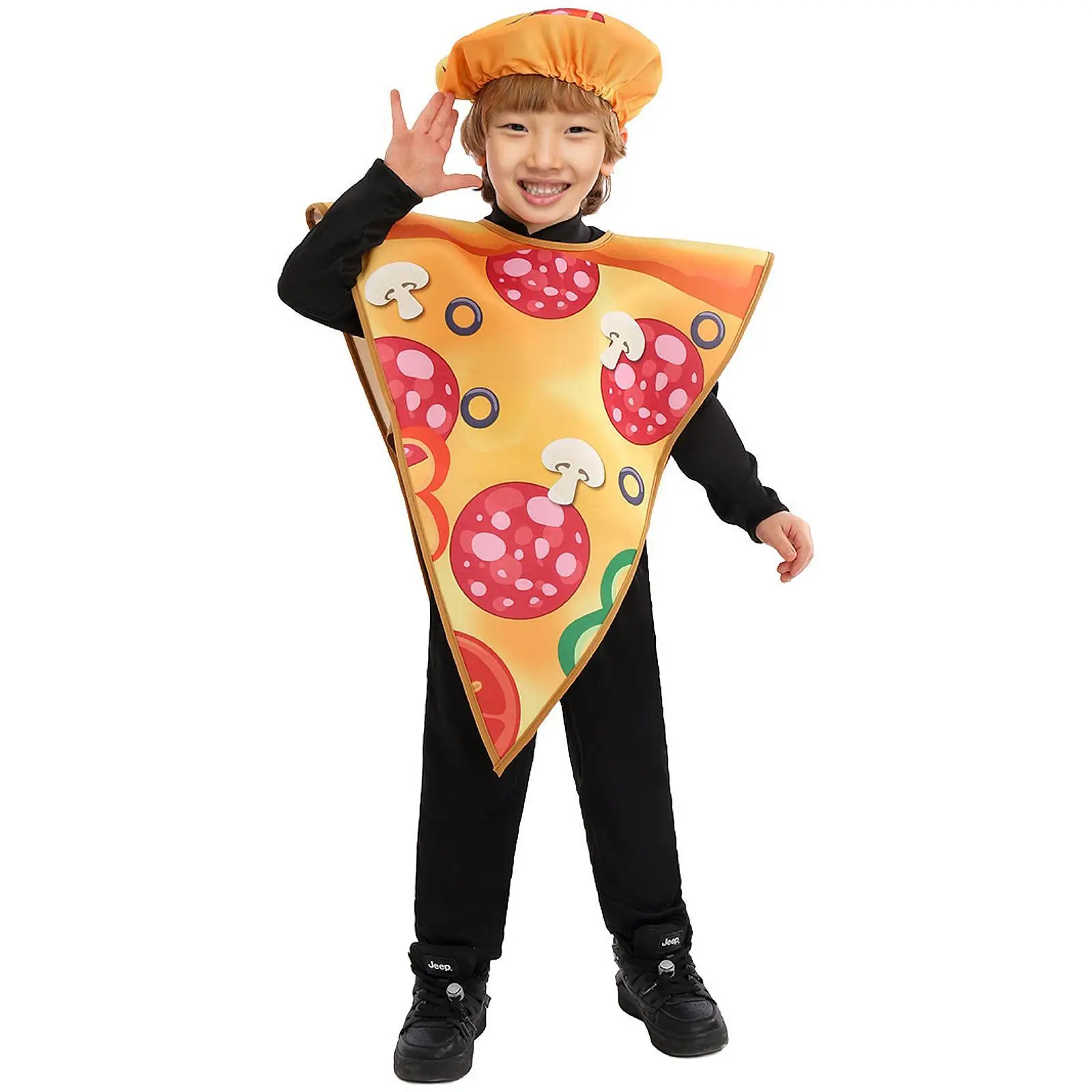 2x キッズビッグピザスライスコスチュームセットリアルなプリントコスプレ小道具ハロウィン用