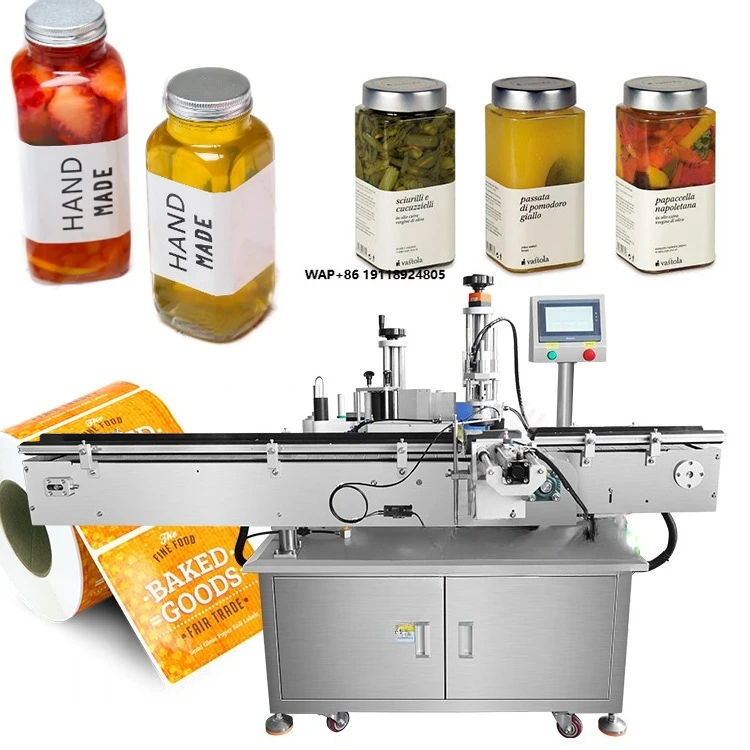 Stick Label Machine Automatic 4 Side Square Snack Jar Fruit Square Bottle Adhesive Sticker Labeling Machine