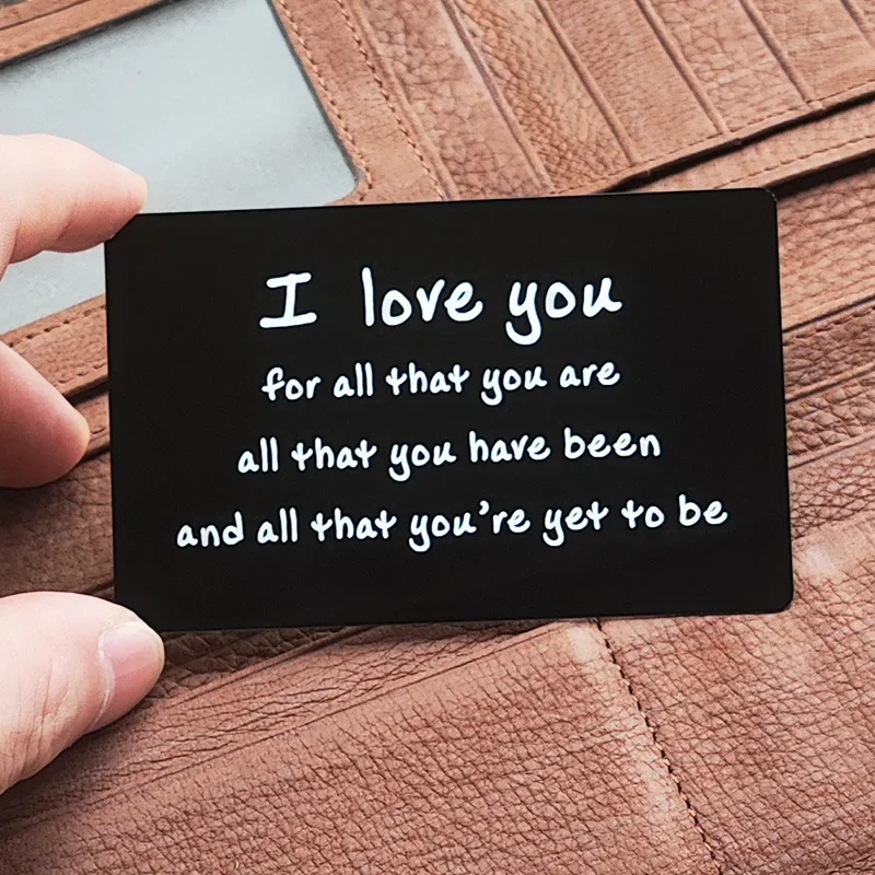 Te amo tarjeta de billetera de Metal postal de grabado creativo pareja tarjeta de felicitación de vacaciones contenido personalizable