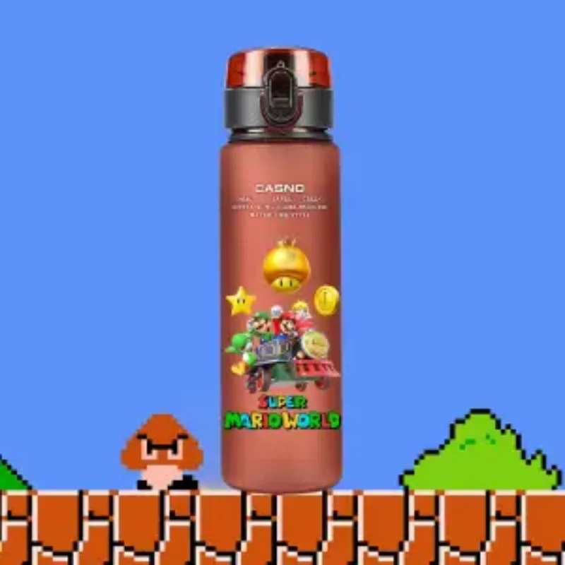 Super Mario 560ML kubek na wodę przenośny plastikowy postacie z kreskówek o dużej pojemności Bowser Luigi butelka na wodę dla sportowców ćwiczących