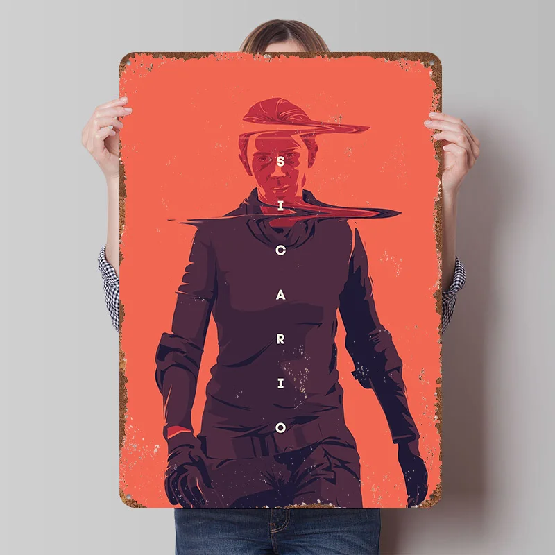 Póster Sicario, Letreros Metálicos Vintage Personalizados, Arte de Pared, Placa de Metal Retro para Decoración de Oficina, Decoración de Escritorio de Juegos, Decoración de Hogar