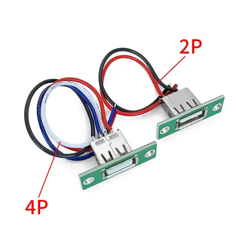 USB Charging Data Transmission Female Socket 2/4P With Cable Panel Power Connector DIY Universal Conversion Interface