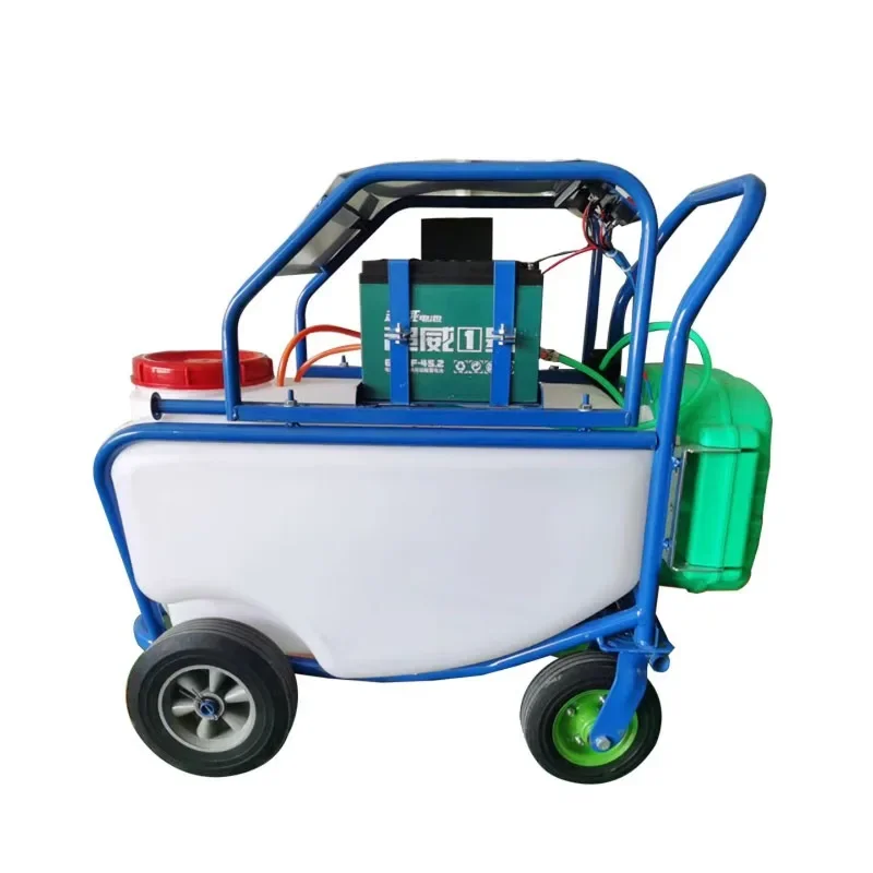 Farm cart type hand push disinfection machine, electric charging high pressure agricultural disinfection sprayer
