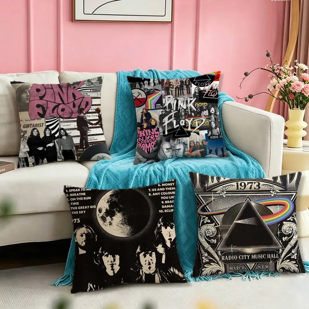 

P-Pink F-Floyds Rock Band Square Double-Sided printed Pillow Case Bedroom Bedside Pillow Sofa Cushion Cover