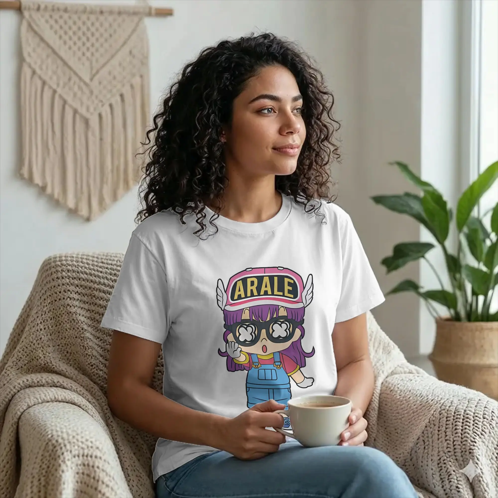 T-Shirt Adorable Kawaii Arale Funny Fitted Hipster Cotton Tees Short Sleeve Dr. Slump T Shirts Round Collar Clothes Plus Size