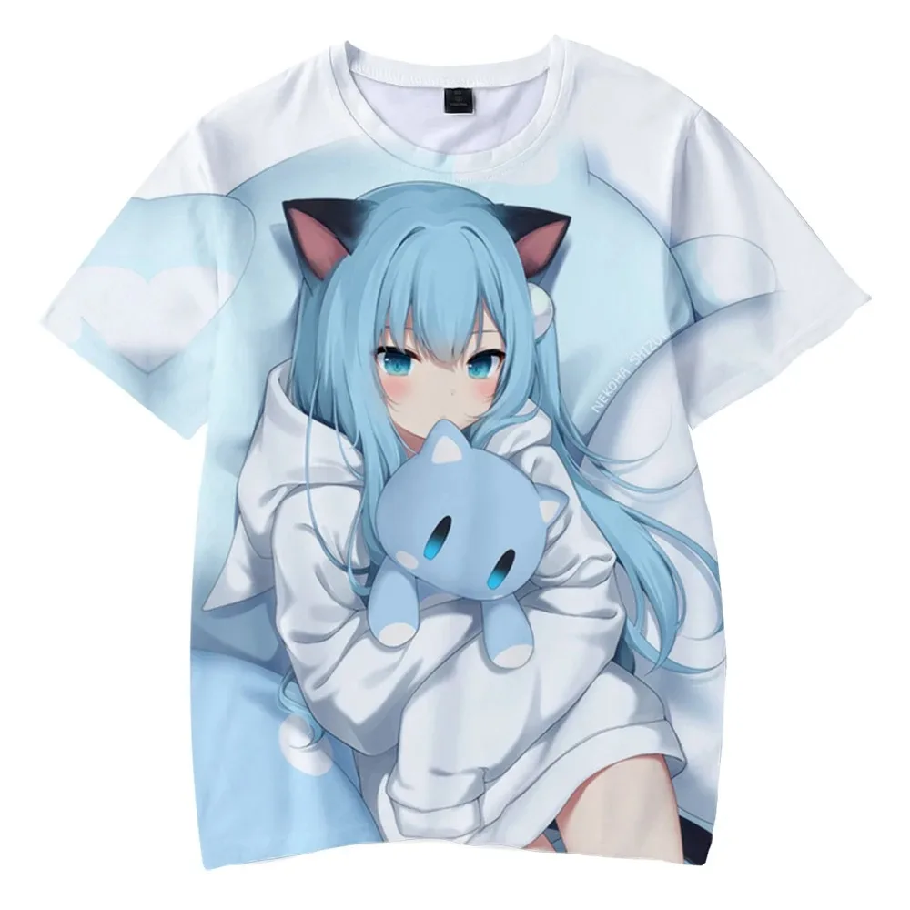 

Mais recente camisa de manga mais recente manga bonito menina nekoha shizuku verão t-shirts o-pescoço moda 3d impressão adulto