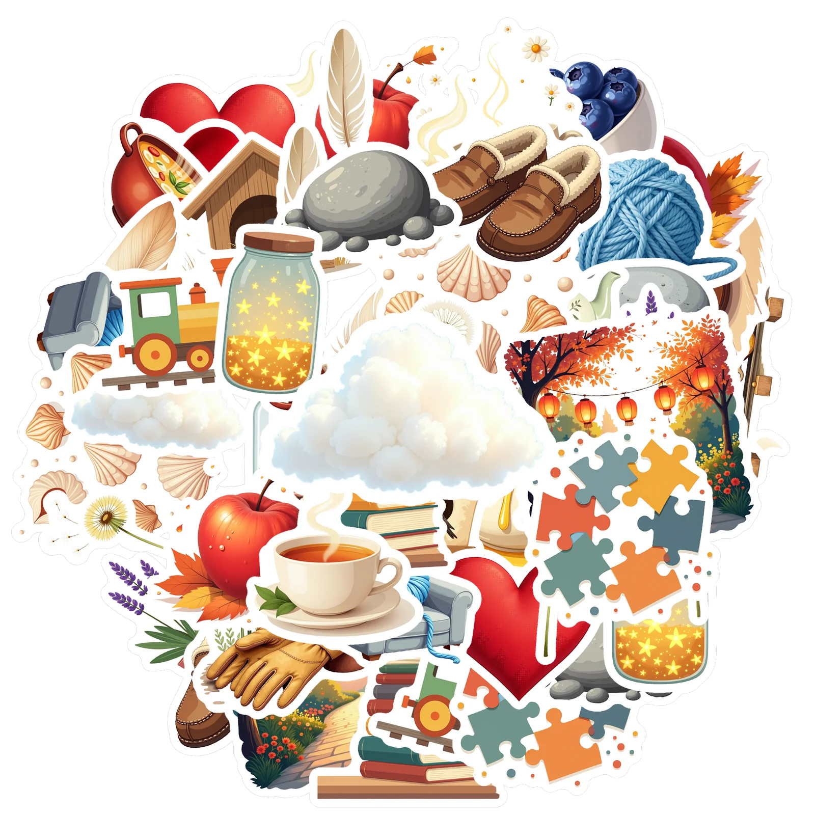 35pcs-70pcs Realistic Stickers Simple Stationery Stickers DIY Stickers For Notebook Luggage Mobile Phone Cup Guitar DIY
