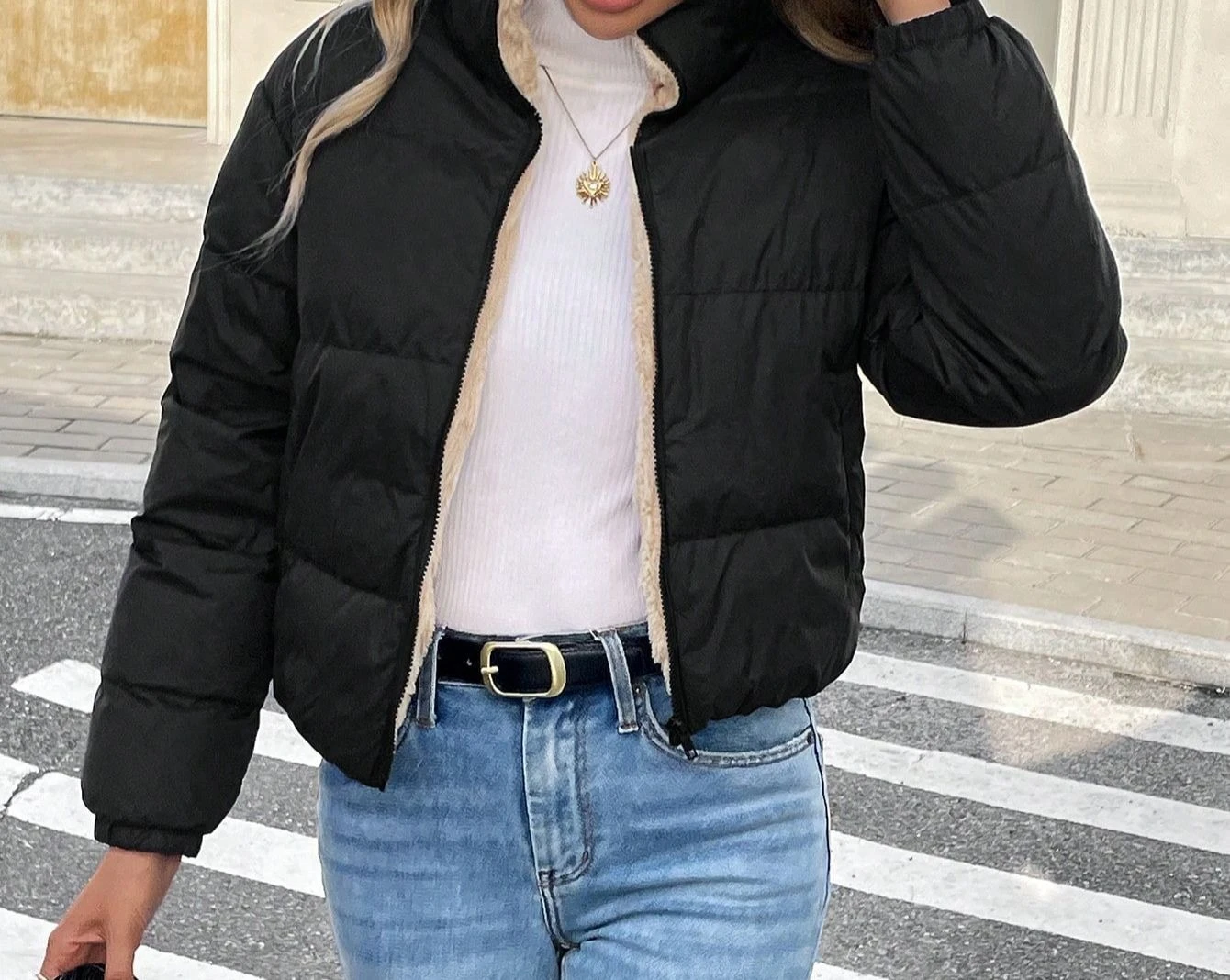 مجموعة شتوية جديدة للسيدات بياقة واقفة وسترات قطنية سميكة عصرية #5